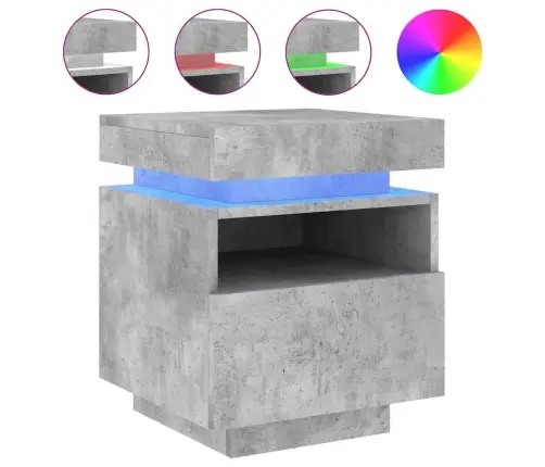 Naktsskapītis Ar Led Lampiņām, Betona Pelēks, 40X39X48,5 Cm Vidaxl