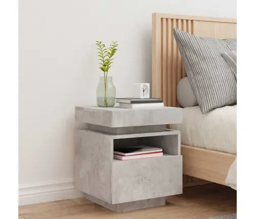 Naktsskapītis Ar Led Lampiņām, Betona Pelēks, 40X39X48,5 Cm Vidaxl