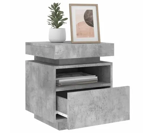 Naktsskapītis Ar Led Lampiņām, Betona Pelēks, 40X39X48,5 Cm Vidaxl