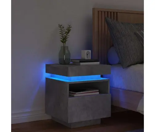 Naktsskapītis Ar Led Lampiņām, Betona Pelēks, 40X39X48,5 Cm Vidaxl