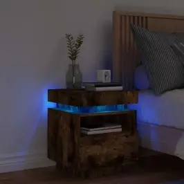 Naktsskapītis Ar Led Lampiņām, Ozolkoka Krāsa, 40X39X48,5 Cm Vidaxl