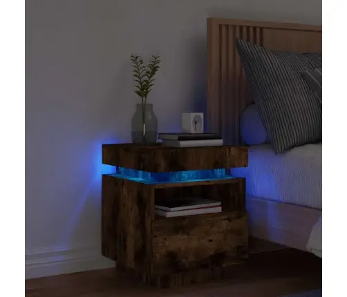 Naktsskapītis Ar Led Lampiņām, Ozolkoka Krāsa, 40X39X48,5 Cm Vidaxl