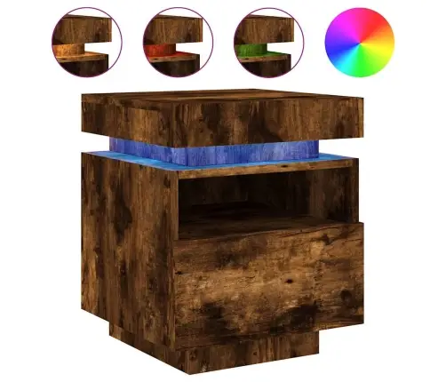 Naktsskapīši Ar Led Lampiņām, 2 Gab., Ozola Krāsa, 40X39X48,5Cm Vidaxl