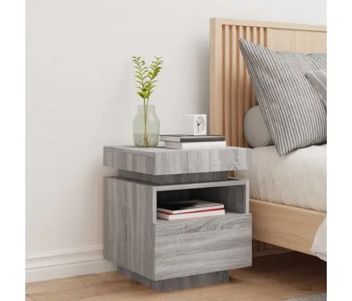 Naktsskapītis Ar Led, Pelēka Ozolkoka Krāsa, 40X39X48,5 Cm Vidaxl
