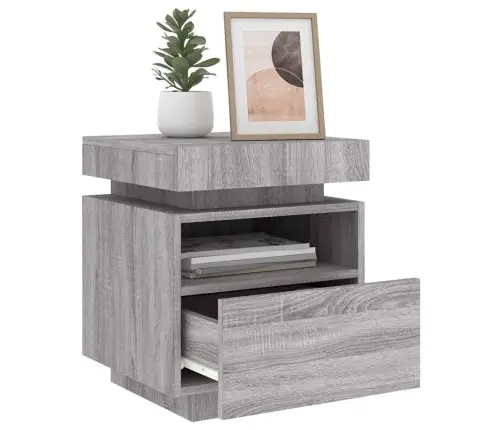 Naktsskapītis Ar Led, Pelēka Ozolkoka Krāsa, 40X39X48,5 Cm Vidaxl