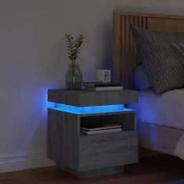 Naktsskapītis Ar Led, Pelēka Ozolkoka Krāsa, 40X39X48,5 Cm Vidaxl