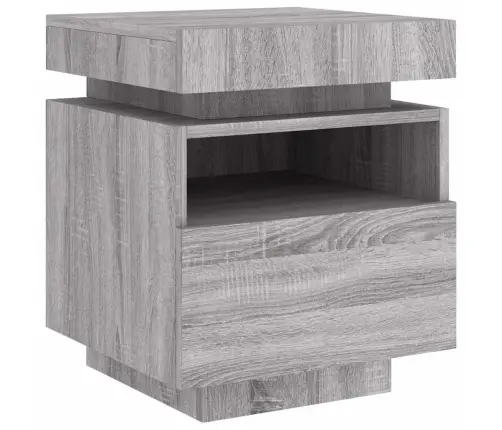 Naktinės Spintelės Su Led, 2Vnt., Pilkos Ąžuolo, 40X39X48,5Cm