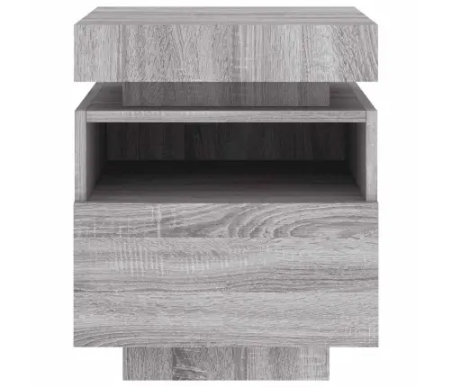 Naktinės Spintelės Su Led, 2Vnt., Pilkos Ąžuolo, 40X39X48,5Cm