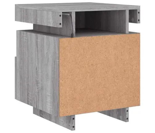 Naktinės Spintelės Su Led, 2Vnt., Pilkos Ąžuolo, 40X39X48,5Cm