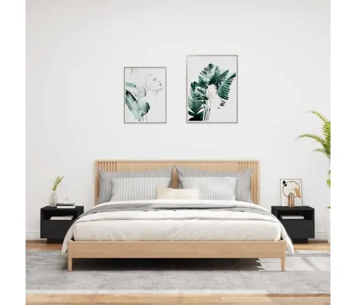 Naktsskapīši Ar Led Lampām, 2 Gab., Melni, 40X39X37 Cm Vidaxl