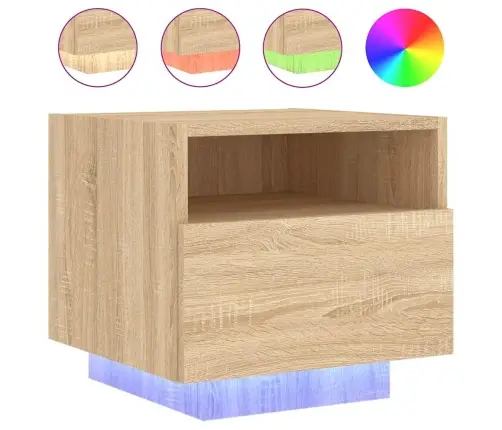 Naktsskapītis Ar Led Lampiņām, Ozolkoka Krāsa, 40X39X37 Cm Vidaxl