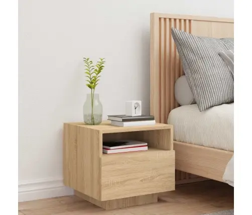 Naktsskapītis Ar Led Lampiņām, Ozolkoka Krāsa, 40X39X37 Cm Vidaxl