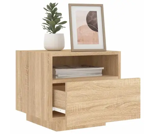 Naktsskapīši Ar Led Lampiņām, 2 Gab., Ozola Krāsa, 40X39X37 Cm Vidaxl