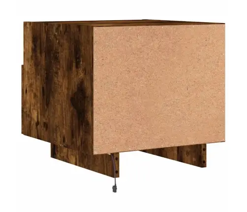 Naktinės Spintelės Su Led, 2Vnt., Dūminės Ąžuolo, 40X39X37Cm