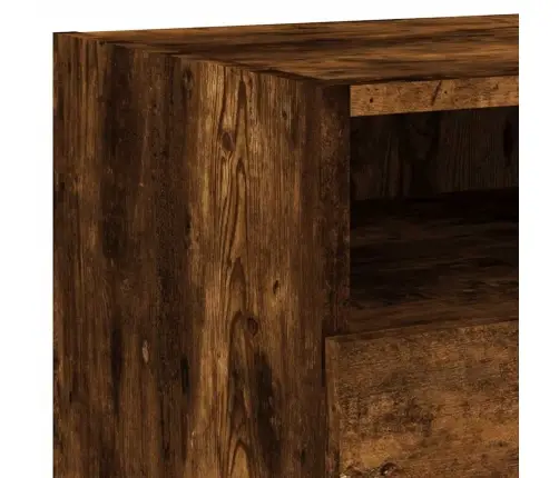 Naktinės Spintelės Su Led, 2Vnt., Dūminės Ąžuolo, 40X39X37Cm