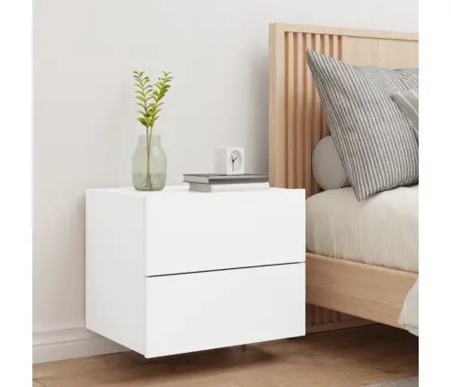 Sienas Naktsskapītis Ar Led Apgaismojumu, Balti Vidaxl