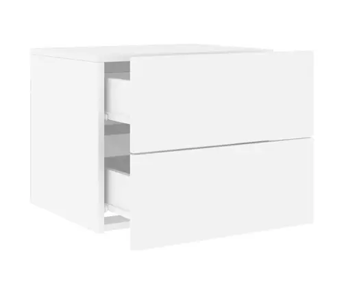 Sienas Naktsskapītis Ar Led Apgaismojumu, Balti Vidaxl