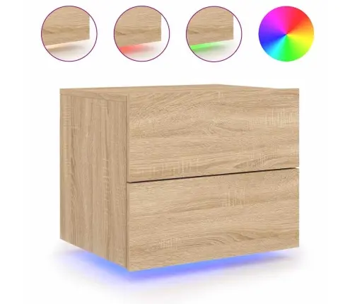 Prie Sienos Montuojama Naktinė Spintelė Su Led, Ąžuolo