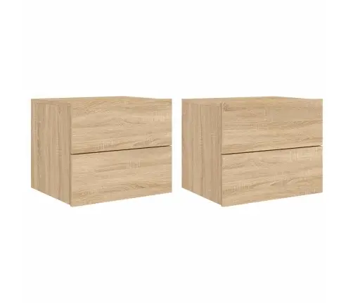 Seinale Kinnitatavad Öökapid Led-Tuledega 2 Tk, Sonoma Tamm