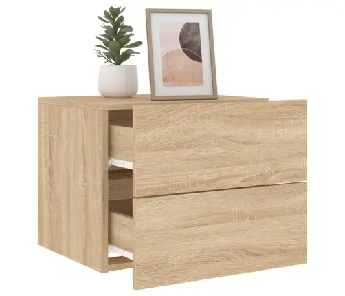 Seinale Kinnitatavad Öökapid Led-Tuledega 2 Tk, Sonoma Tamm