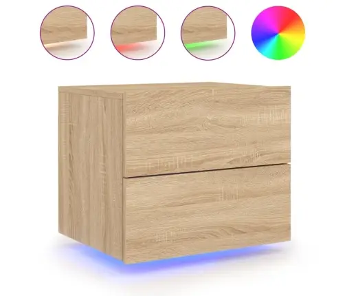 Seinale Kinnitatavad Öökapid Led-Tuledega 2 Tk, Sonoma Tamm