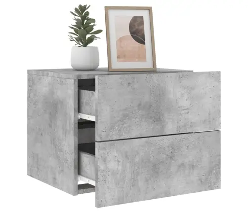 Sienas Naktsskapītis Ar Led Apgaismojumu, Betona Pelēks Vidaxl