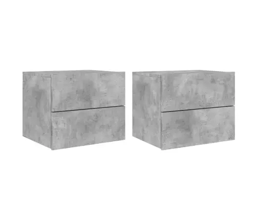 Sienas Naktsskapīši Ar Led Apgaismojumu, 2 Gab., Betona Pelēki Vidaxl