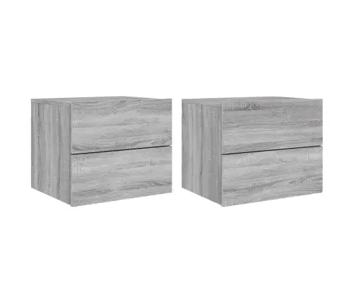 Sienas Naktsskapīši Ar Led, 2 Gab., Pelēcīga Ozolkoka Krāsa Vidaxl