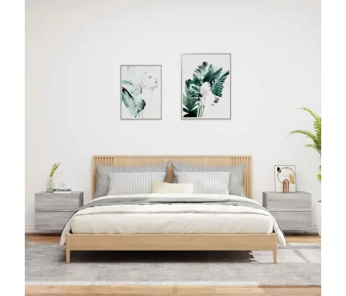 Sienas Naktsskapīši Ar Led, 2 Gab., Pelēcīga Ozolkoka Krāsa Vidaxl