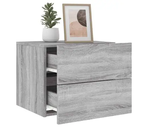 Sienas Naktsskapīši Ar Led, 2 Gab., Pelēcīga Ozolkoka Krāsa Vidaxl