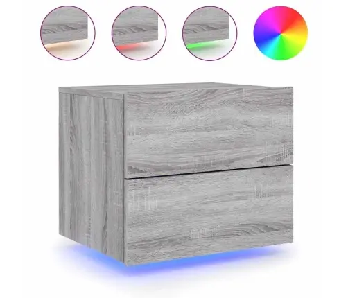 Sienas Naktsskapīši Ar Led, 2 Gab., Pelēcīga Ozolkoka Krāsa Vidaxl