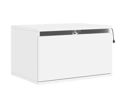 Sienas Naktsskapītis Ar Led Apgaismojumu, Balti Vidaxl