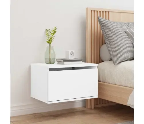 Sienas Naktsskapītis Ar Led Apgaismojumu, Balti Vidaxl