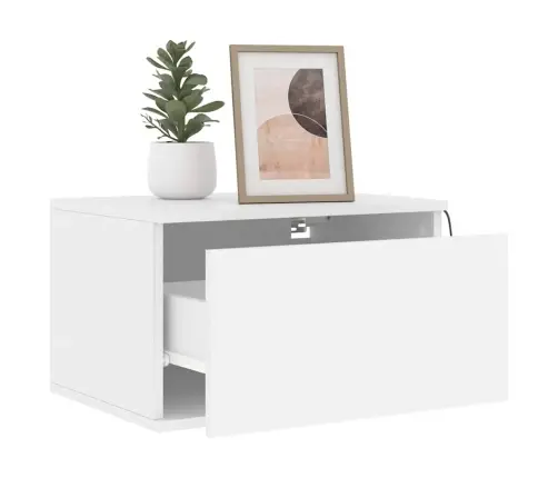 Sienas Naktsskapītis Ar Led Apgaismojumu, Balti Vidaxl