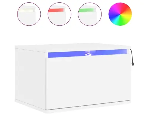 Sieninės Naktinės Spintelės Su Led, 2Vnt., Baltos Sieninės Naktinės Spintelės Su Led, 2Vnt., Baltos