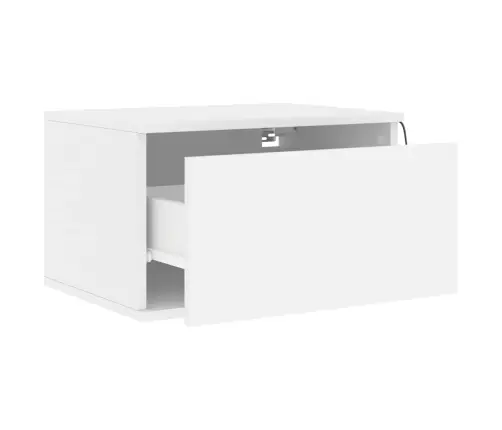 Sieninės Naktinės Spintelės Su Led, 2Vnt., Baltos Sieninės Naktinės Spintelės Su Led, 2Vnt., Baltos