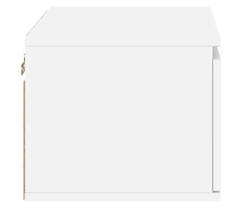 Sieninės Naktinės Spintelės Su Led, 2Vnt., Baltos Sieninės Naktinės Spintelės Su Led, 2Vnt., Baltos