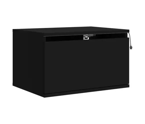 Sienas Naktsskapīši Ar Led Apgaismojumu, Melni Vidaxl