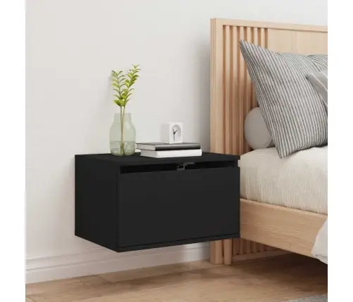 Sienas Naktsskapīši Ar Led Apgaismojumu, Melni Vidaxl