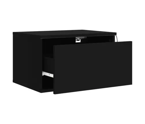 Sienas Naktsskapīši Ar Led Apgaismojumu, Melni Vidaxl