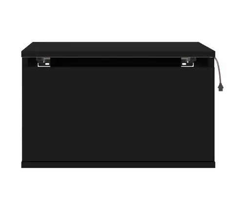 Sienas Naktsskapīši Ar Led Apgaismojumu, Melni Vidaxl