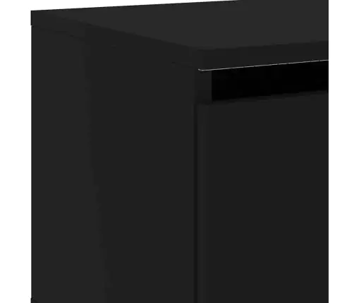 Sienas Naktsskapīši Ar Led Apgaismojumu, Melni Vidaxl