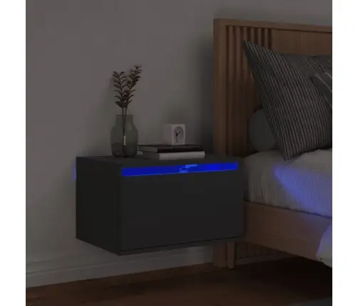 Sienas Naktsskapīši Ar Led Apgaismojumu, Melni Vidaxl