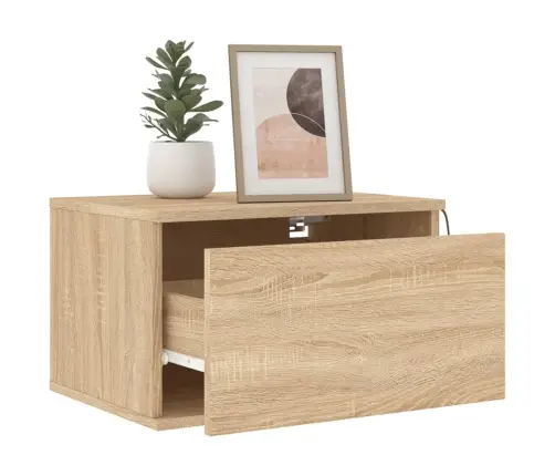 Sienas Naktsskapītis Ar Led Apgaismojumu, Ozola Krāsa Vidaxl