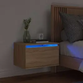 Sienas Naktsskapītis Ar Led Apgaismojumu, Ozola Krāsa Vidaxl