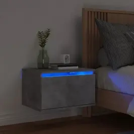 Sienas Naktsskapītis Ar Led Apgaismojumu, Betona Pelēks Vidaxl