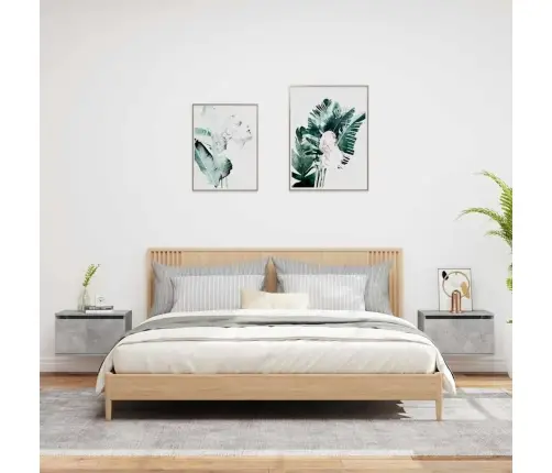 Sienas Naktsskapīši Ar Led Apgaismojumu, 2 Gab., Betona Pelēki Vidaxl