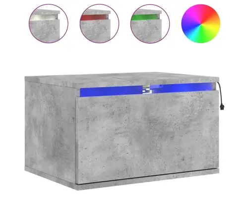 Sienas Naktsskapīši Ar Led Apgaismojumu, 2 Gab., Betona Pelēki Vidaxl