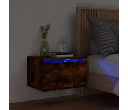 Prie Sienos Montuojama Naktinė Spintelė Su Led, Dūminio Ąžuolo