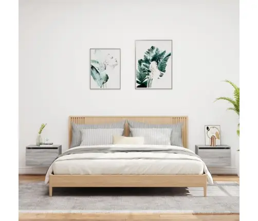 Sienas Naktsskapīši Ar Led, 2 Gab., Pelēcīga Ozolkoka Krāsa Vidaxl